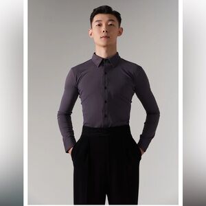 Ballroom Smooth Practice Dance Shirt DANCE QUEEN M039 Men Slim Fit Stretchy